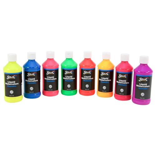 Sax Liquid Washable Watercolor Paint for School and Arts and Crafts Use, Assorted Fluorescent Colors, 8 Ounce Bottles, Set of 8 - Image 4