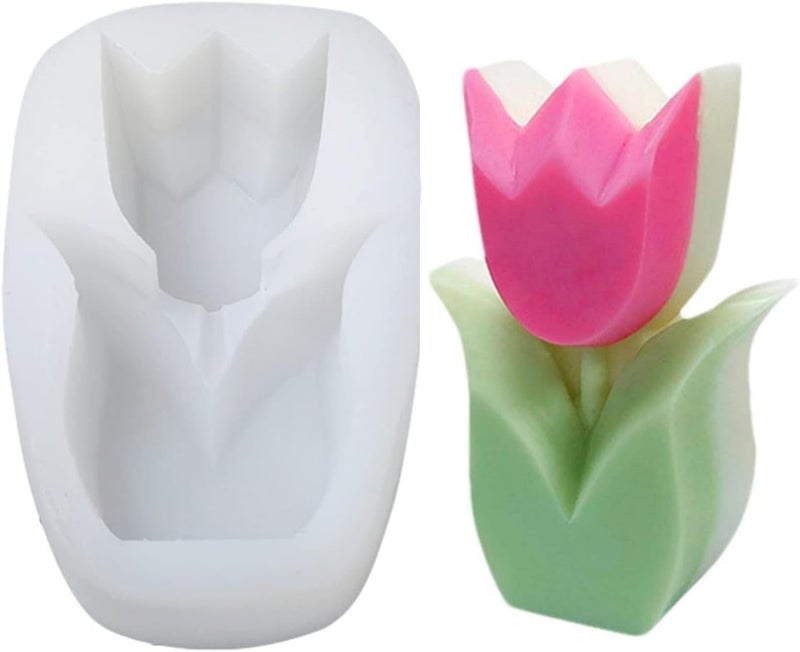 SOFTCREATO Flower Silicone Candle Mould | 3D Tulip Flower Candle Silicone Mold I Candle Casting Molds for DIY Handmade Chocolate, Cake Décor, Aromatherapy, Soap, Polymer Clay Resin Art Craft Making - Image 1