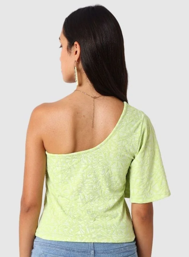 Freehand  Women Regular Fit Textured Asymmetric Neck Sleeveless One Shoulder Top  | Best Price UAE