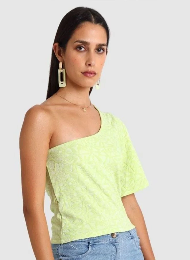 Freehand  Women Regular Fit Textured Asymmetric Neck Sleeveless One Shoulder Top  | Best Price UAE
