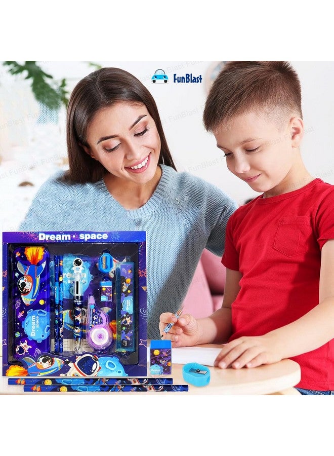 فنبلاست مجموعة أدوات مكتبية من فن بلاست بتصميم الفضاء الأحلامي مع قلم رصاص وممحاة ومبراة وعلبة أقلام للأولاد والبنات، هدية عيد ميلاد للأطفال (متعددة الألوان) - Image 5