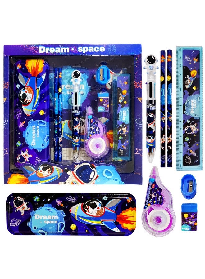فنبلاست مجموعة أدوات مكتبية من فن بلاست بتصميم الفضاء الأحلامي مع قلم رصاص وممحاة ومبراة وعلبة أقلام للأولاد والبنات، هدية عيد ميلاد للأطفال (متعددة الألوان) - Image 1
