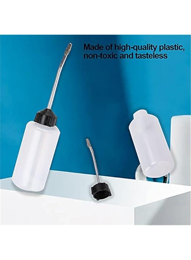 زجاجة زيت ماكينة الخياطة، 120 مل وعاء بلاستيكي لتوزيع الزيت مع قمع معدني طويل - Image 2