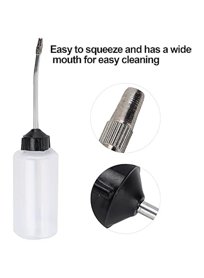 زجاجة زيت ماكينة الخياطة، 120 مل وعاء بلاستيكي لتوزيع الزيت مع قمع معدني طويل - Image 3