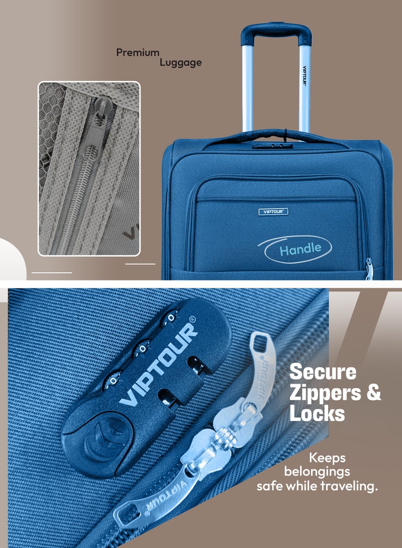 VIPTOUR 4PCS Fabric Luggage Set Durable Travel Suitcase with Spinner Wheels - Image 3