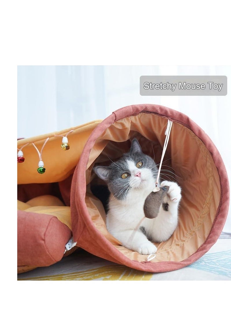 A.M Cat Tunnel Bed,Removable and Washable Cat Toys Tunnel, Premium Multifunction 2-in-1 Pet Tunnel Tube 4 Colors (Brown) - Image 3