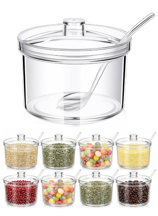14oz Clear Acrylic Sugar Bowl With Lid & Spoon Kitchen Coffee Bar - Image 1