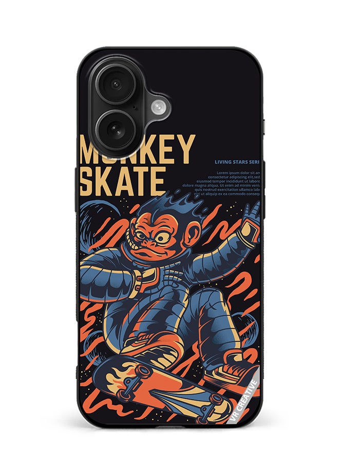 VR CREATIVE Protective Case Cover For Apple iPhone 16 Plus Skate Monkey Design Multicolour