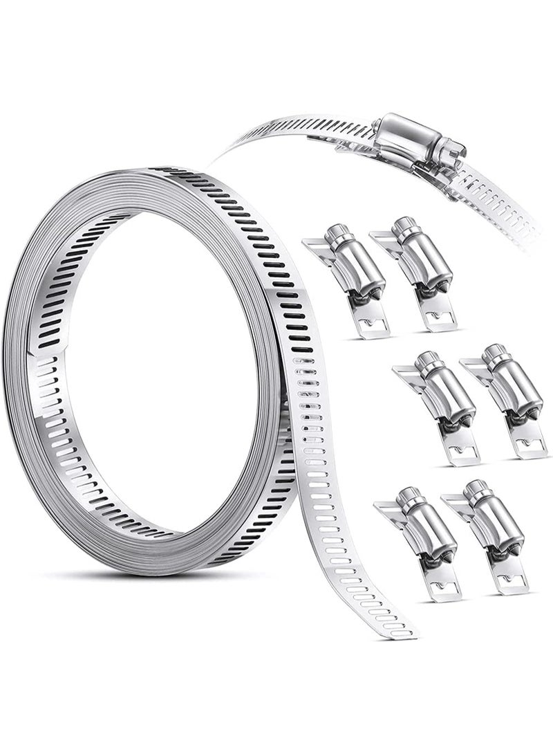 VITION 3m Coiled Hose Clamps with 6 Adjustable Screw Fasteners Stainless Steel for Intercooler, Pipe, Plumbing, Tube and Fuel Line - Image 1