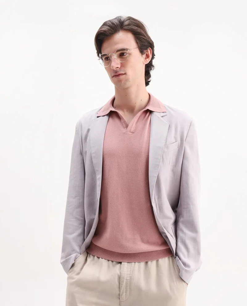 Rare Rabbit Rare Rabbit Men's Teny Dusky Pink Cotton Blend Fabric Half Sleeve Spread Collar Regular Fit Plain Polo