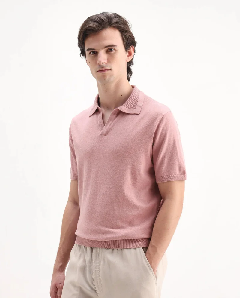 Rare Rabbit Men's Flat Knit Jacquard Collar Polo