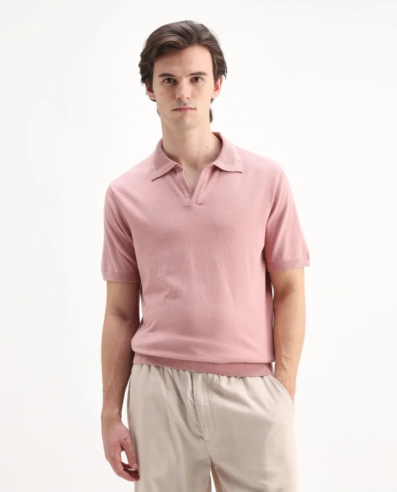 Rare Rabbit Men's Flat Knit Jacquard Collar Polo