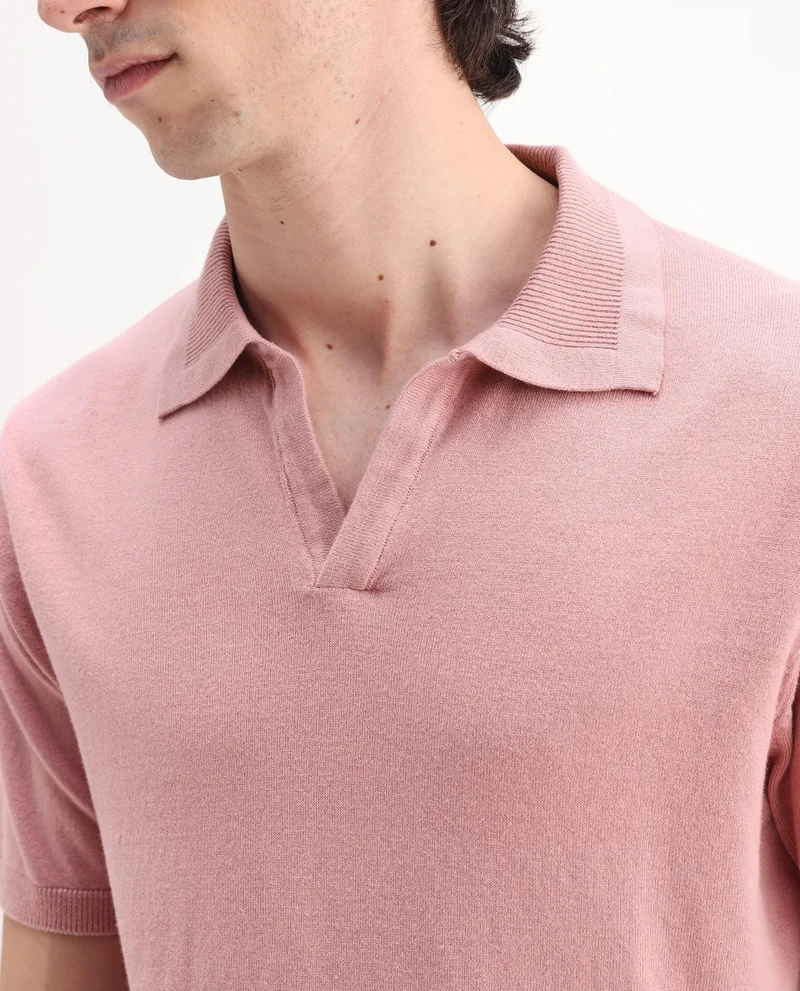 Rare Rabbit Men's Flat Knit Jacquard Collar Polo