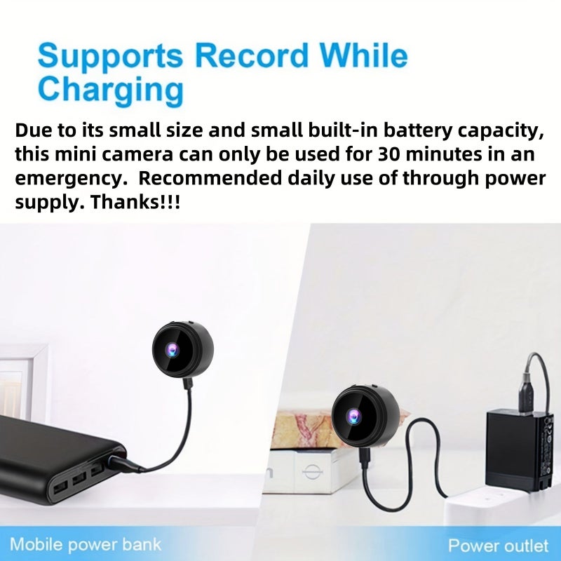 A9 Wireless WiFi Security Camera Indoor Smart Monitor 480P SD Portable Rechargeable Battery Powered Built In Magnet for Stand Mount Supports WiFi Home Monitoring Black - Image 2