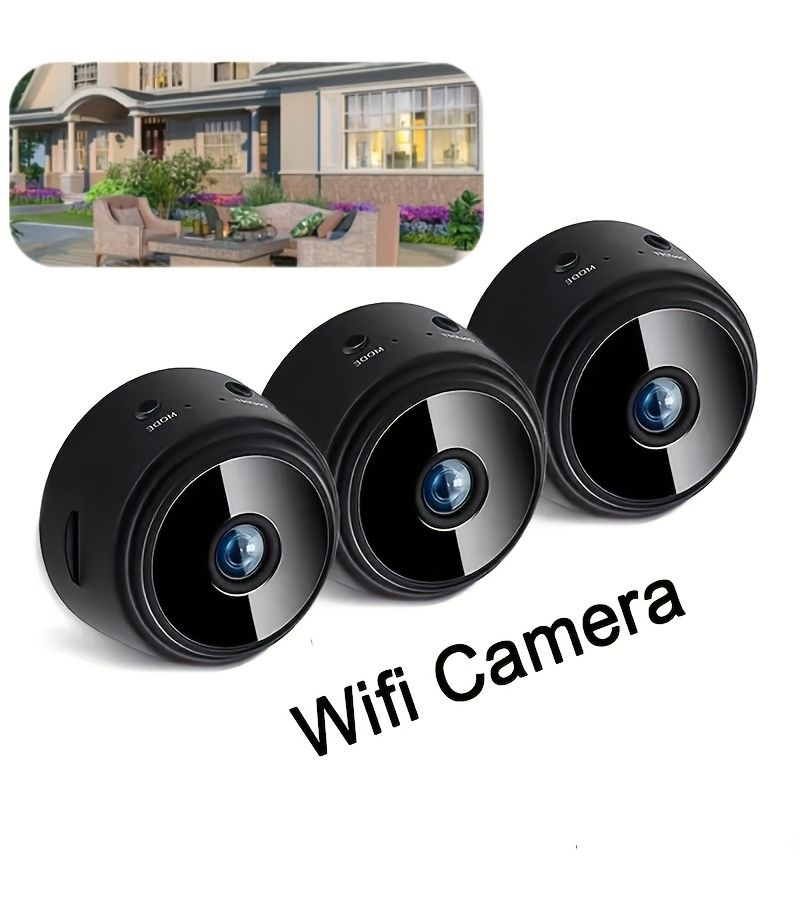 A9 Wireless WiFi Security Camera Indoor Smart Monitor 480P SD Portable Rechargeable Battery Powered Built In Magnet for Stand Mount Supports WiFi Home Monitoring Black - Image 1