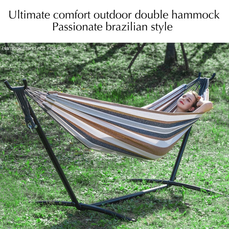 PNAEUT Double Hammocks for Outside, Replacement Outdoor Tree Hammock for Indoor Patio Porch Garden (Coffee, Medium) - Image 2