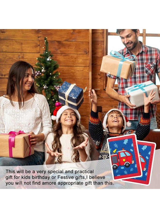 Leyeve Trifold Canvas Outdoor lovely cartoon Wallet for Kids - Santa Claus, Firetruck, Trifold Wallet - Image 3