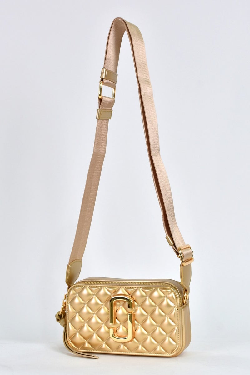 Elatae Women's Column Shoulder Strap Silicone Crossbody Bag Gold 26398  - Image 3