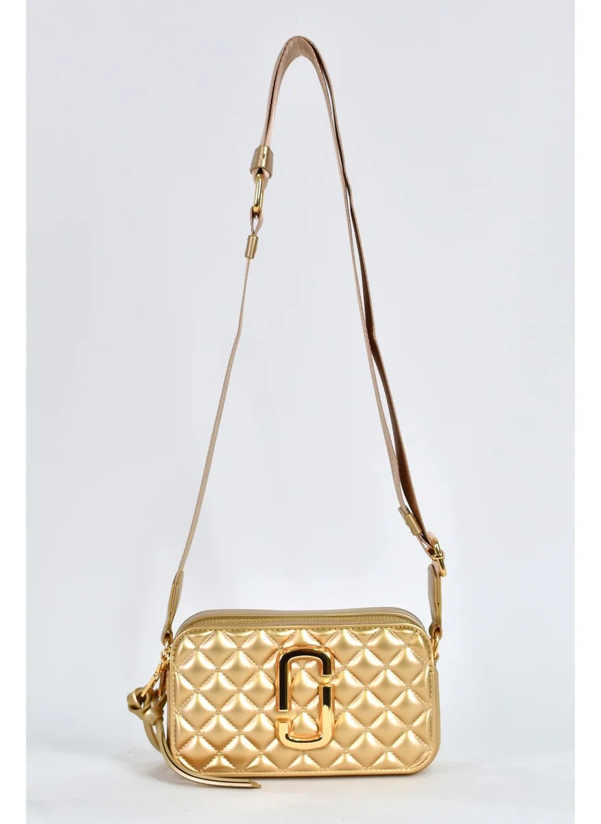 Elatae Women's Column Shoulder Strap Silicone Crossbody Bag Gold 26398