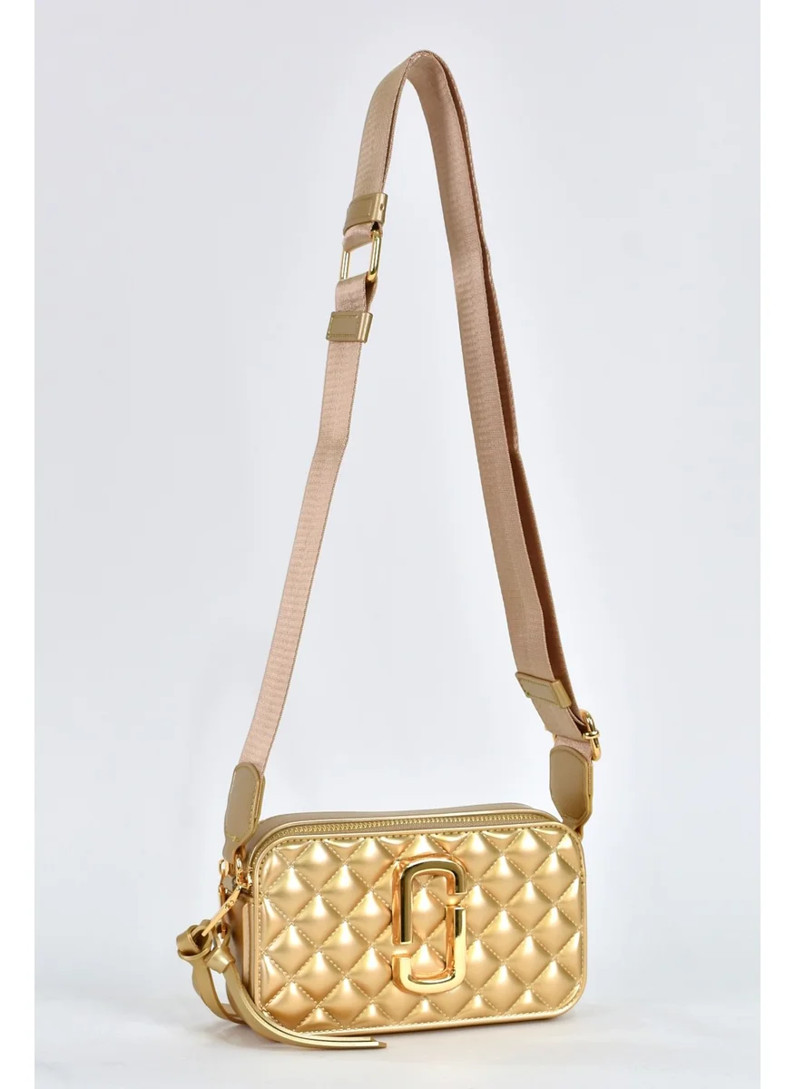 Elatae Women's Column Shoulder Strap Silicone Crossbody Bag Gold 26398