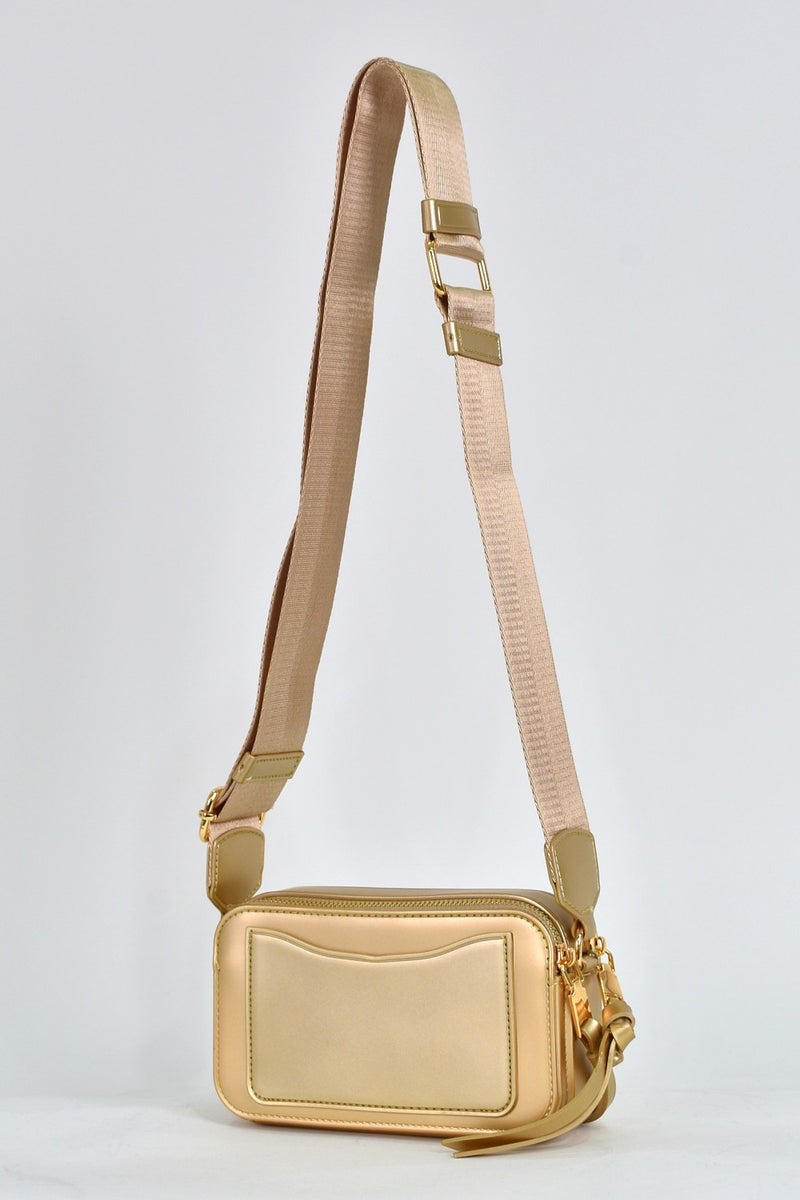 Elatae Women's Column Shoulder Strap Silicone Crossbody Bag Gold 26398  - Image 5