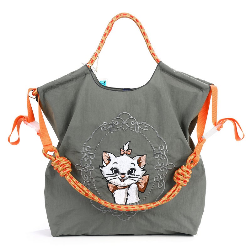 Mary Cat Cartoon Embroidered Nylon Shopping Bag – Medium Casual Underarm Bag for Women - Image 1