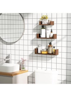 Home Gallery Natural Wood Floating Shelf (Set Of 3) 40-35-30 cm cm  - Image 2