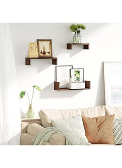 Home Gallery Natural Wood Floating Shelf (Set Of 3) 40-35-30 cm cm  - Image 3