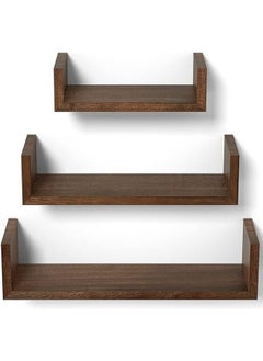 Home Gallery Natural Wood Floating Shelf (Set Of 3) 40-35-30 cm cm  - Image 5