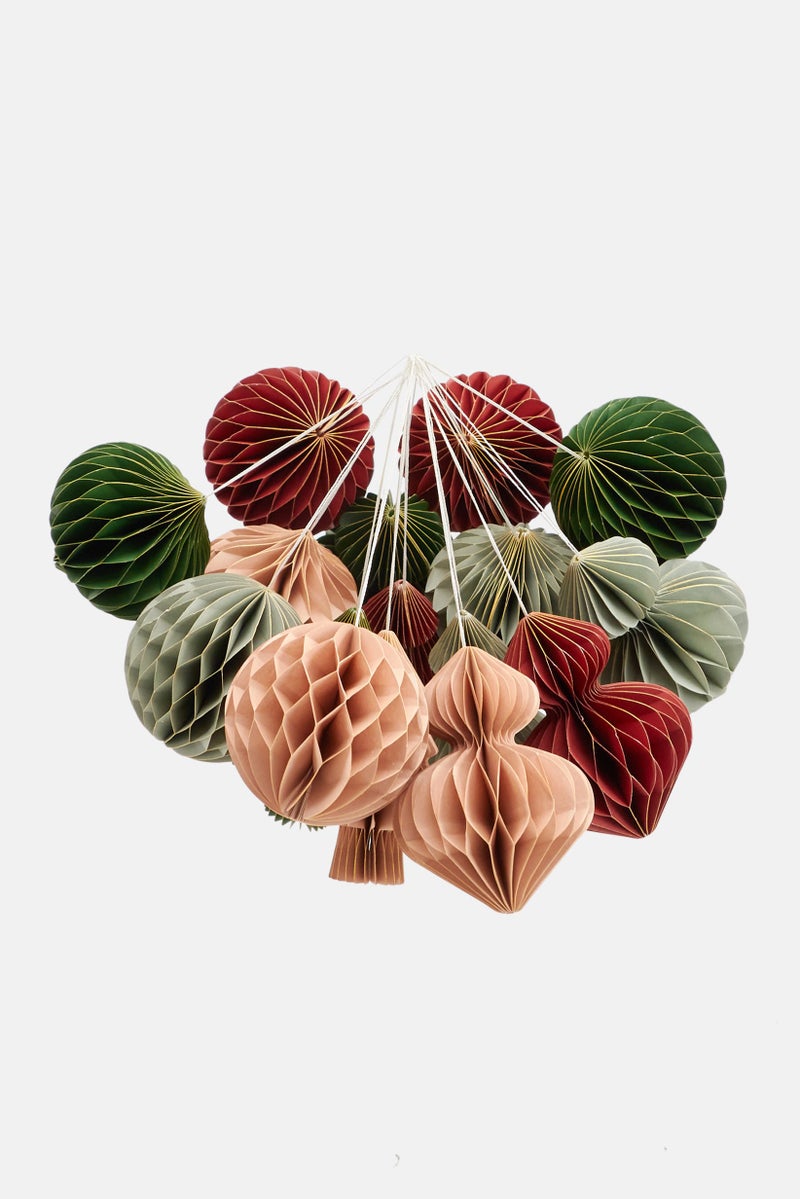 Tchibo 16 Pieces Christmas Tree Ornaments, Green Combo  - Image 2