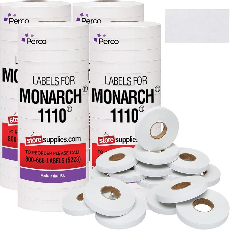 Perco White Pricing Labels for Monarch 1110 Price Gun - 4 Sleeves, 68,000 Pricemarking Labels - Image 1