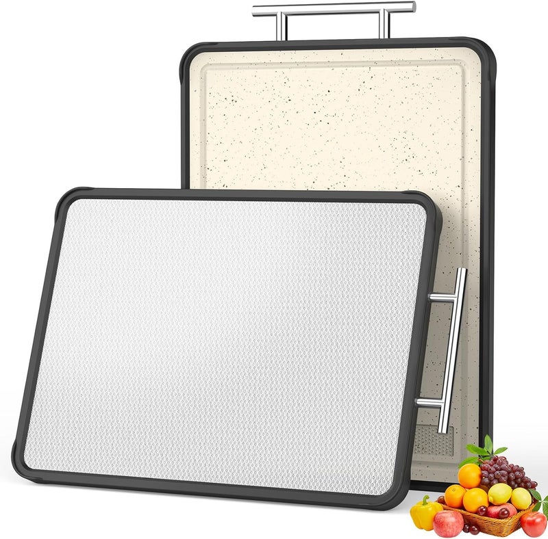 Faryuan Stainless Steel Cutting Board, Double Sided 316 Stainless Steel Cutting Boards for Kitchen, Food Grade PP 2-in-1 Chopping Board for Meat Vegetables and fruits, Dishwasher Safe 16" x 11" - Image 1