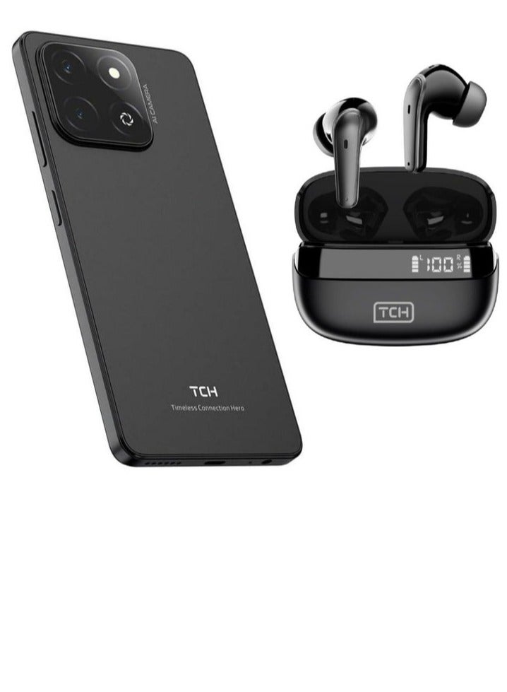 TCH One Lite 4GB 64GB Black Smartphone (UAE VERSION) with TCH L10 Wireless Earbuds black| 30H Playtime, ENC, Bluetooth 5.3 (International Version) - Image 1