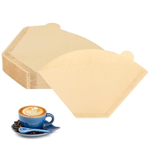 Supvox® 100 Counts Coffee Filter Paper for Brewing Coffee Natural Unbleached Coffee Wedge-Shaped Filter Paper Disposable Coffee Filters Paper Fit for Drip Coffee - Image 1