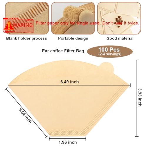 Supvox® 100 Counts Coffee Filter Paper for Brewing Coffee Natural Unbleached Coffee Wedge-Shaped Filter Paper Disposable Coffee Filters Paper Fit for Drip Coffee - Image 2