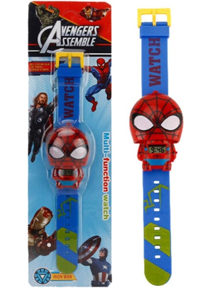 Spider-Man Avengers Spider-Man Kids Watch - Digital Watch, Action Figure, and Play Accessories - Red/Blue _ Kids Superhero Watch _ Action Figure Watch _ Spider-Man Watch  - Image 2