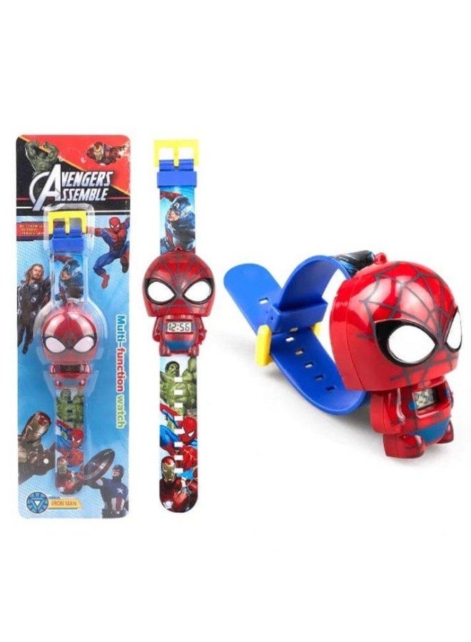 Spider-Man Avengers Spider-Man Kids Watch - Digital Watch, Action Figure, and Play Accessories - Red/Blue _ Kids Superhero Watch _ Action Figure Watch _ Spider-Man Watch  - Image 1