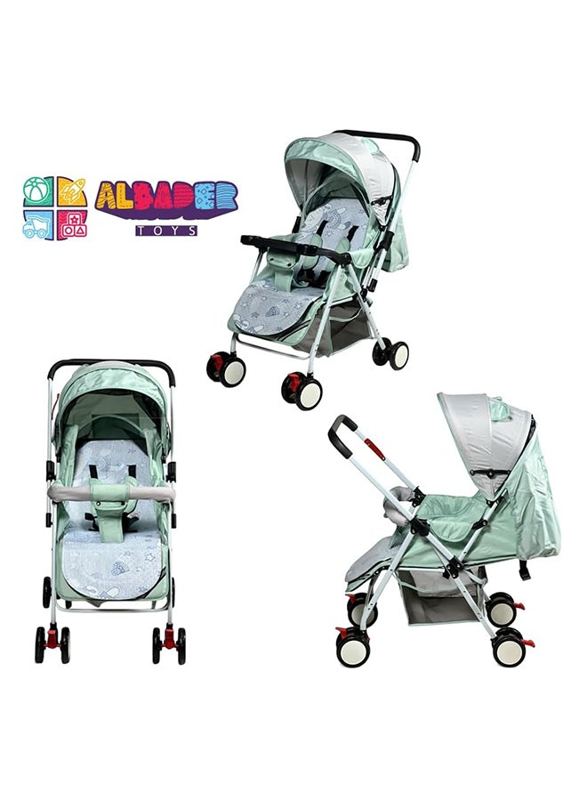 AL BADER Lightweight Foldable Travel Baby Strollers With Adjustable Backseat And Storage Basket, Perfect Baby Travel Gear And Umbrella Stroller Blue And White - Image 2