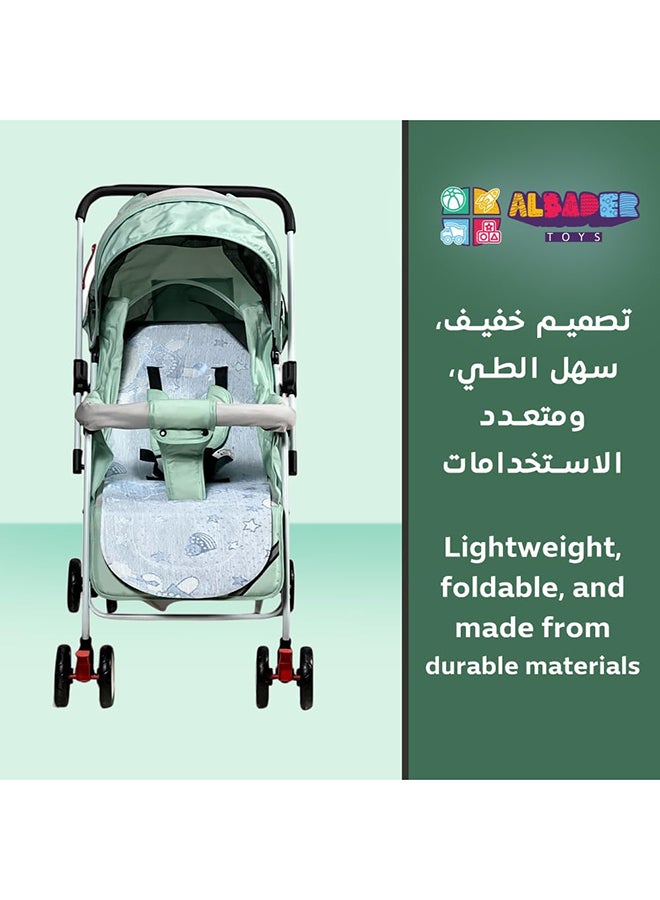 AL BADER Lightweight Foldable Travel Baby Strollers With Adjustable Backseat And Storage Basket, Perfect Baby Travel Gear And Umbrella Stroller Blue And White - Image 4