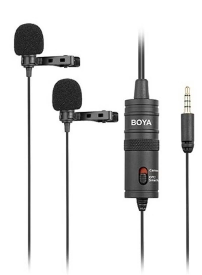 BOYA BY-M1DM Dual Lavalier Microphone – Professional Dual Omni-Directional Clip-On Lapel Mic for DSLR Cameras, Smartphones, Tablets & Laptops – High-Quality Audio Recording for Interviews, YouTube, Vlogging, Podcasts, Online Teaching & Content Creation - Image 1