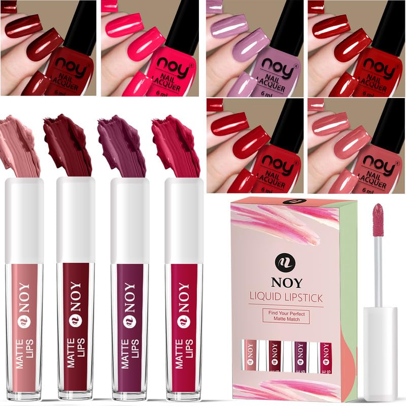 Noy Nail Paint And Liquid Lipstick Combo The Perfect Pair Liquid Lipstick Nail Paint Combo Valentine Day Limited Edition Couple Gift Set - Image 1