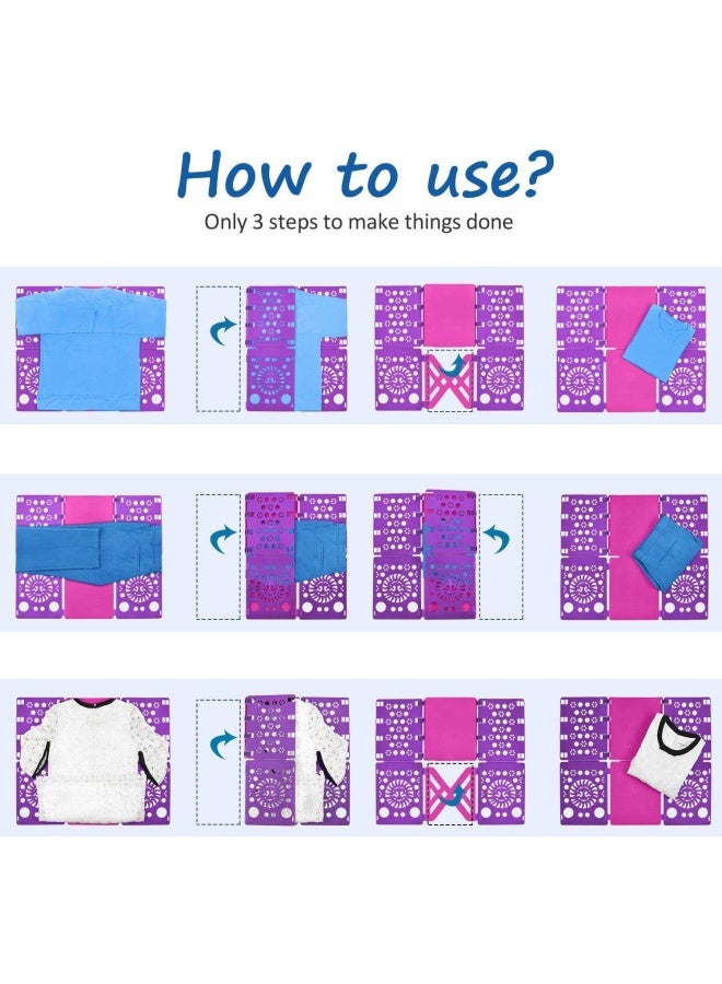Version 3 Shirt Folding Board T Shirts Clothes Folder Durable Plastic Laundry Folders Folding Boards Helper Tool For Adults And Children Purple  - Image 4