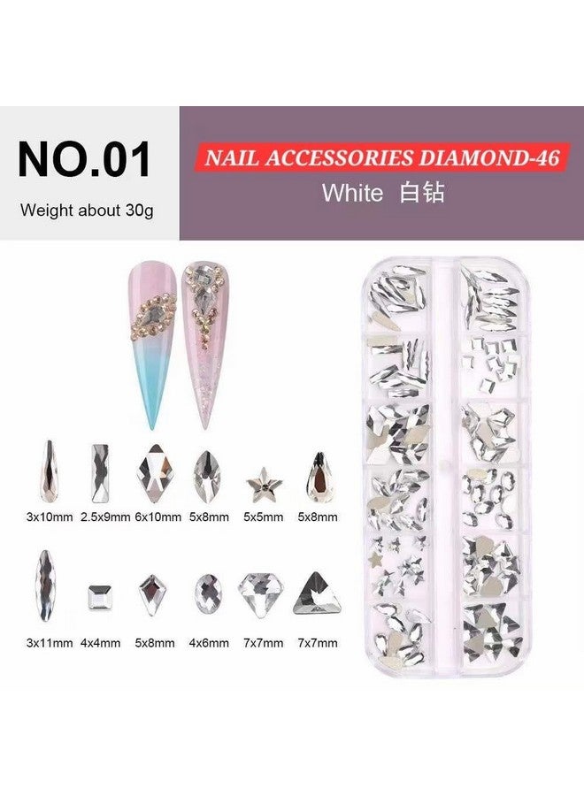 Boshiling Nail Art Rhinestones gems, Multi-Shaped Crystal Gems, 12 Compartment Storage Box, Silver Flat Back Design for Easy Application - Image 4