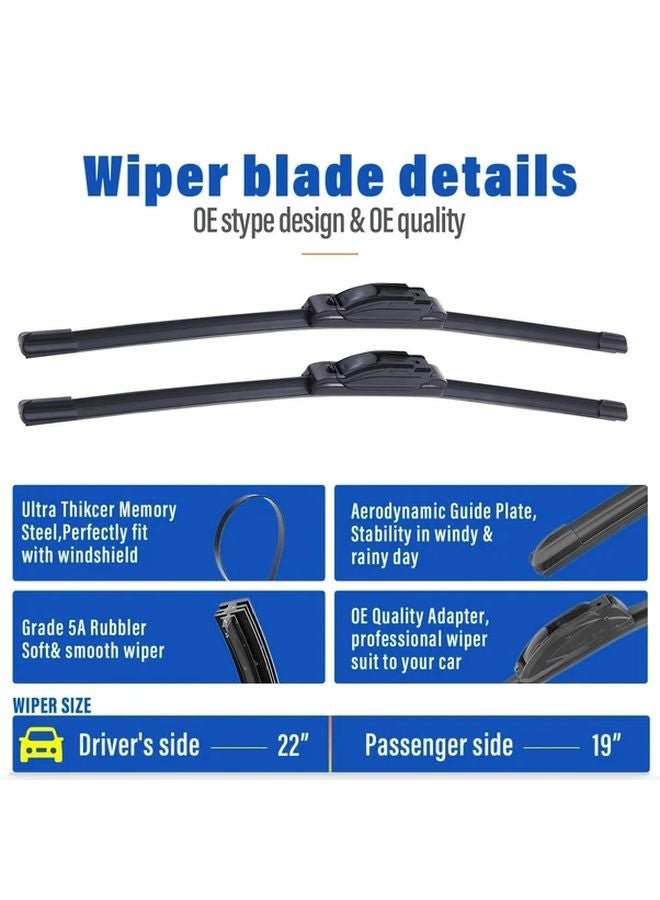 Mazda CX3 CX 3 2016 2021 22 19 10 Inch All Weather Windshield Wiper Blades Set Pack of 3 - Image 5
