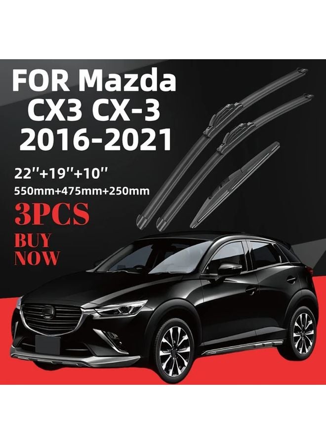 Mazda CX3 CX 3 2016 2021 22 19 10 Inch All Weather Windshield Wiper Blades Set Pack of 3 - Image 4