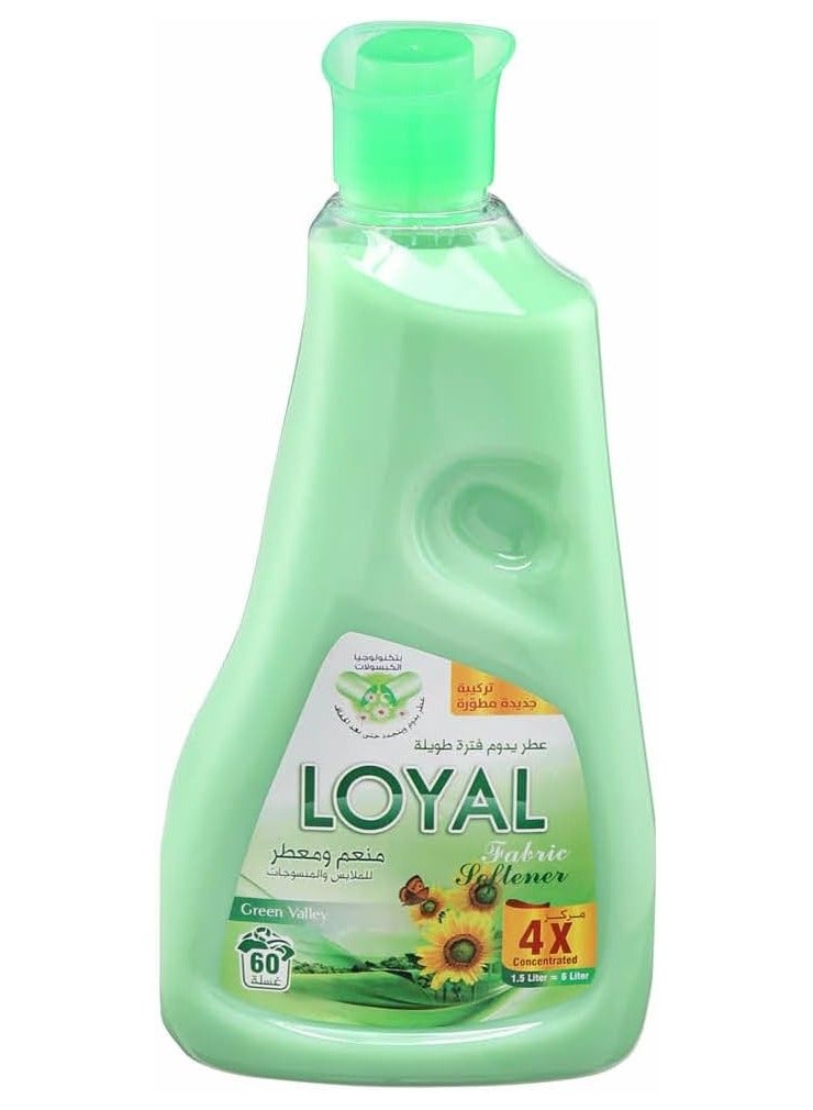 Loyal Fabric Softener & Freshener Concentrated, Green Valley, 60 Washes 1500ml - Image 1