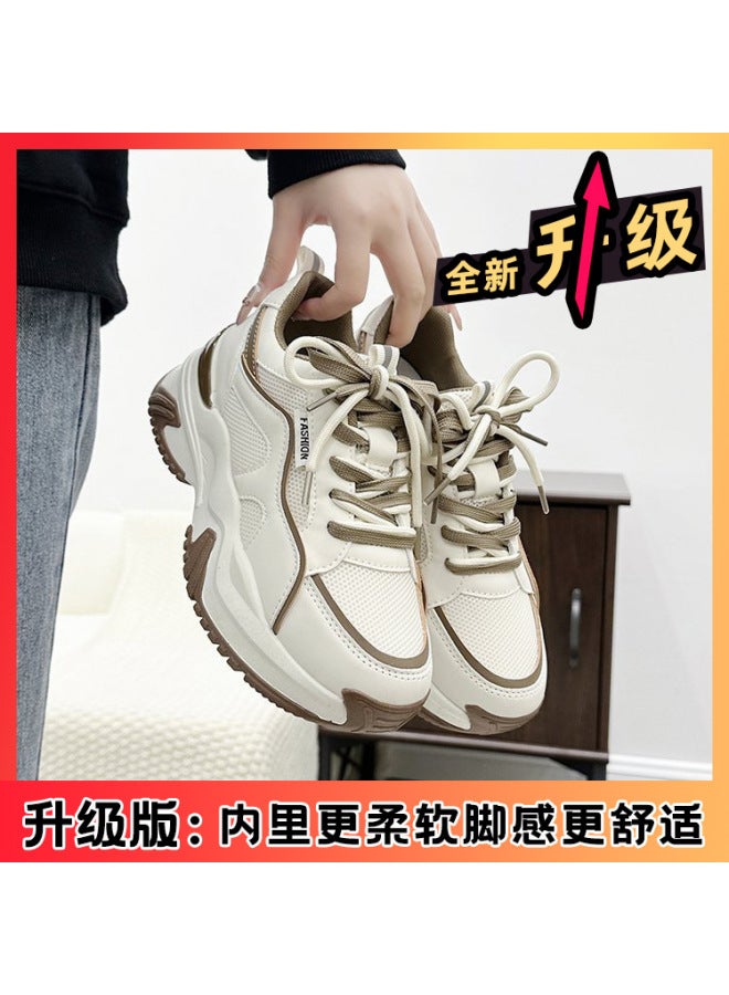Women's Dad Shoes  Korean Style Rubber Sole Makes Feet Look Smaller Casual Women's Shoes Thick Sole Height-increasing Sneakers Breathable Height-increasing