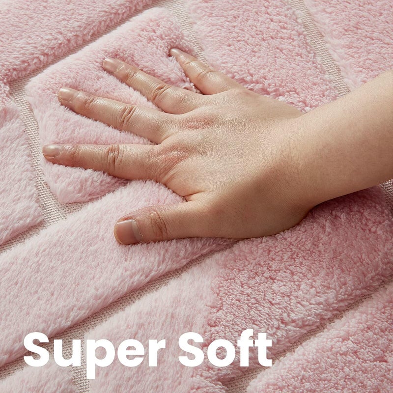 Macgace Ultra Soft Pink Area Rug for Living Room, 5x7 Modern Geometric Shag Rugs with Nonslip Backing for Bedroom, Washable Fuzzy Carpet for Cozy Kids Girls Room Nursery - Image 5