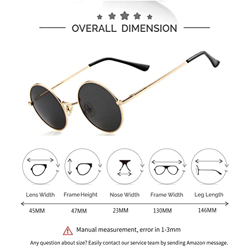 Kursan KURSAN Red Circle Glasses Glasses/Small Round Polarized Sunglasses for Women Men Hippie Retro Circle Sun Glasses - - Image 5