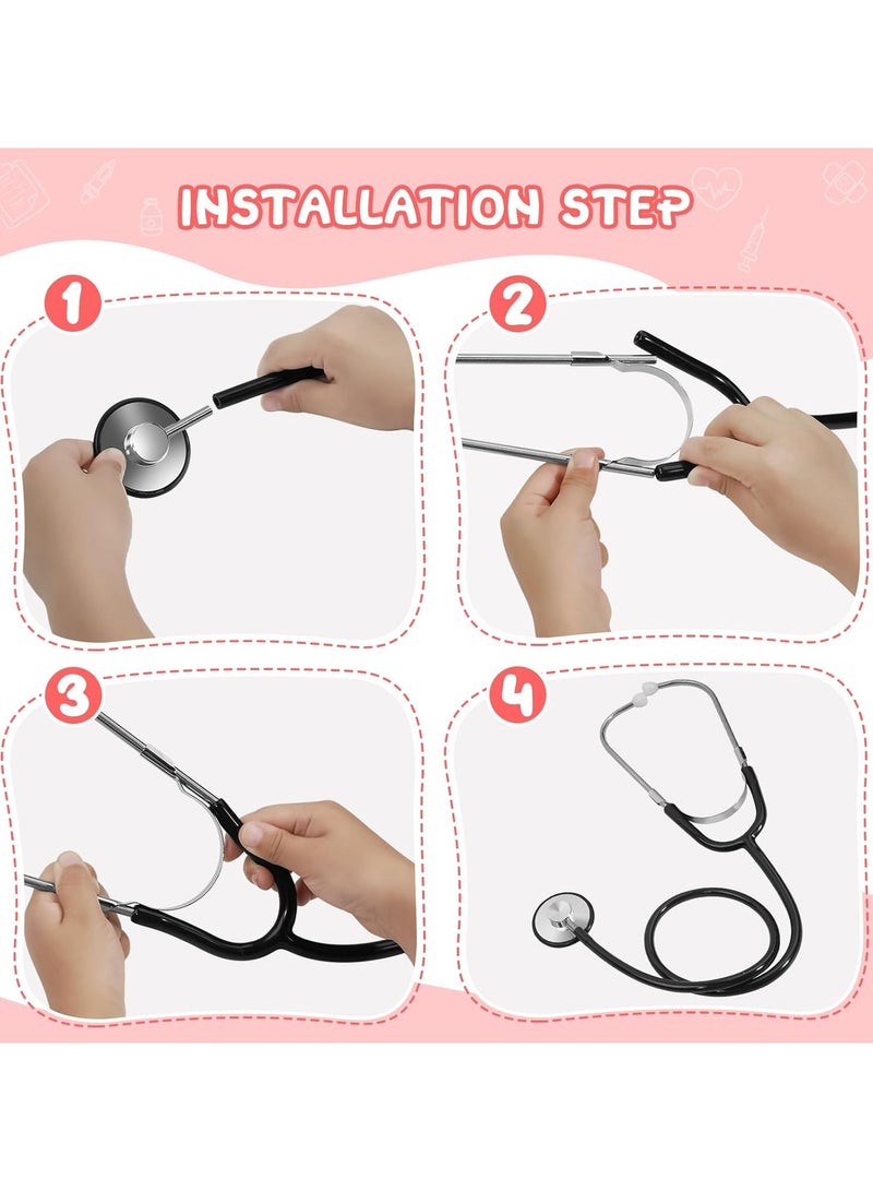 Scrolls Real Working Stethoscope Dual Head Stethoscope For Children Kids Role Play Listening To Heartbeat Functional Toy Gifts- Pink - Image 4